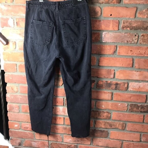Hollister Ultra High Rise Mom Jeans Pockets Zip Fly Raw Hem Dark Wash Cotton 28 - Picture 3 of 13